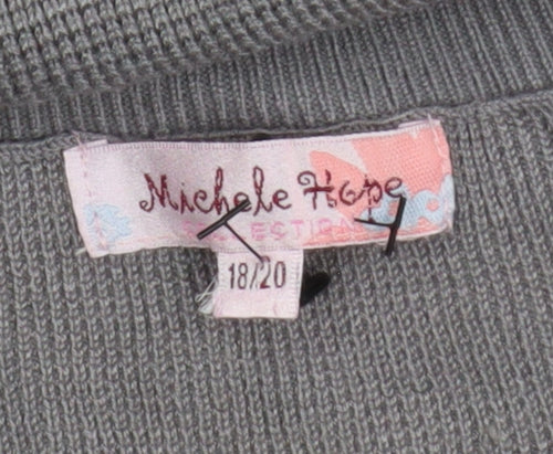 Michele Hope Women Grey Sleeveless Open Knit Vest Size 18/20