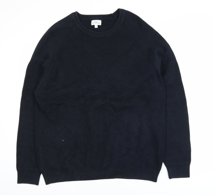 Next Men's Black 2XL Cotton Knit Crew Neck Jumper