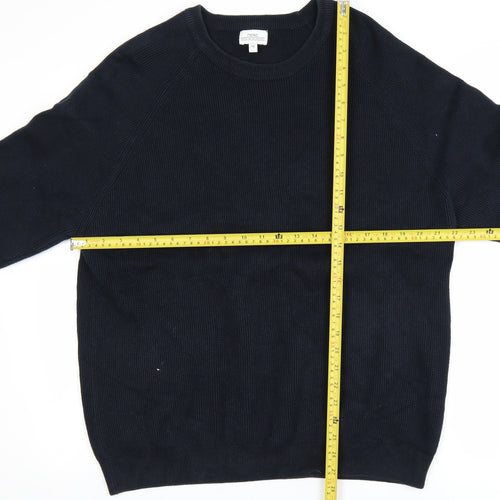 Next Men's Black 2XL Cotton Knit Crew Neck Jumper