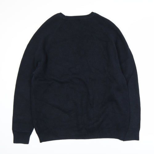 Next Men's Black 2XL Cotton Knit Crew Neck Jumper