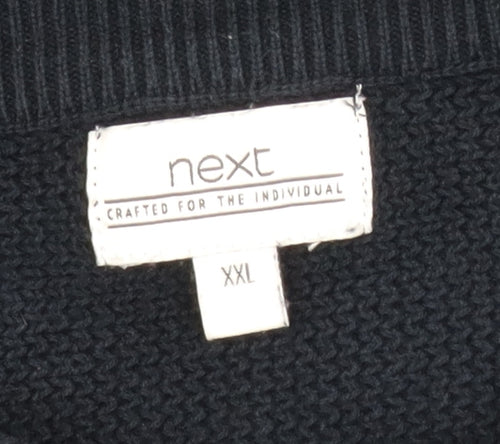 Next Men's Black 2XL Cotton Knit Crew Neck Jumper