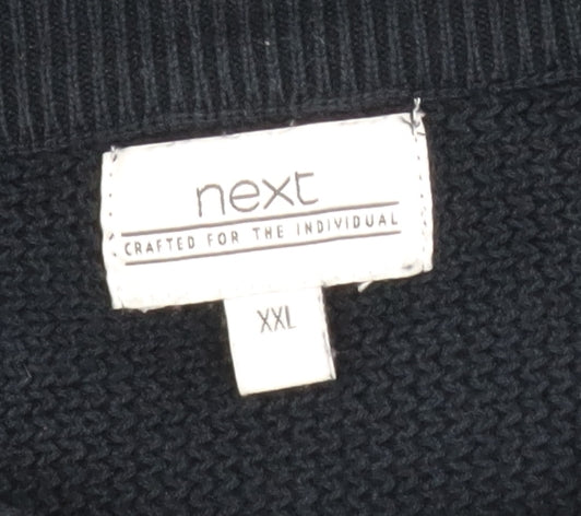 Next Men's Black 2XL Cotton Knit Crew Neck Jumper
