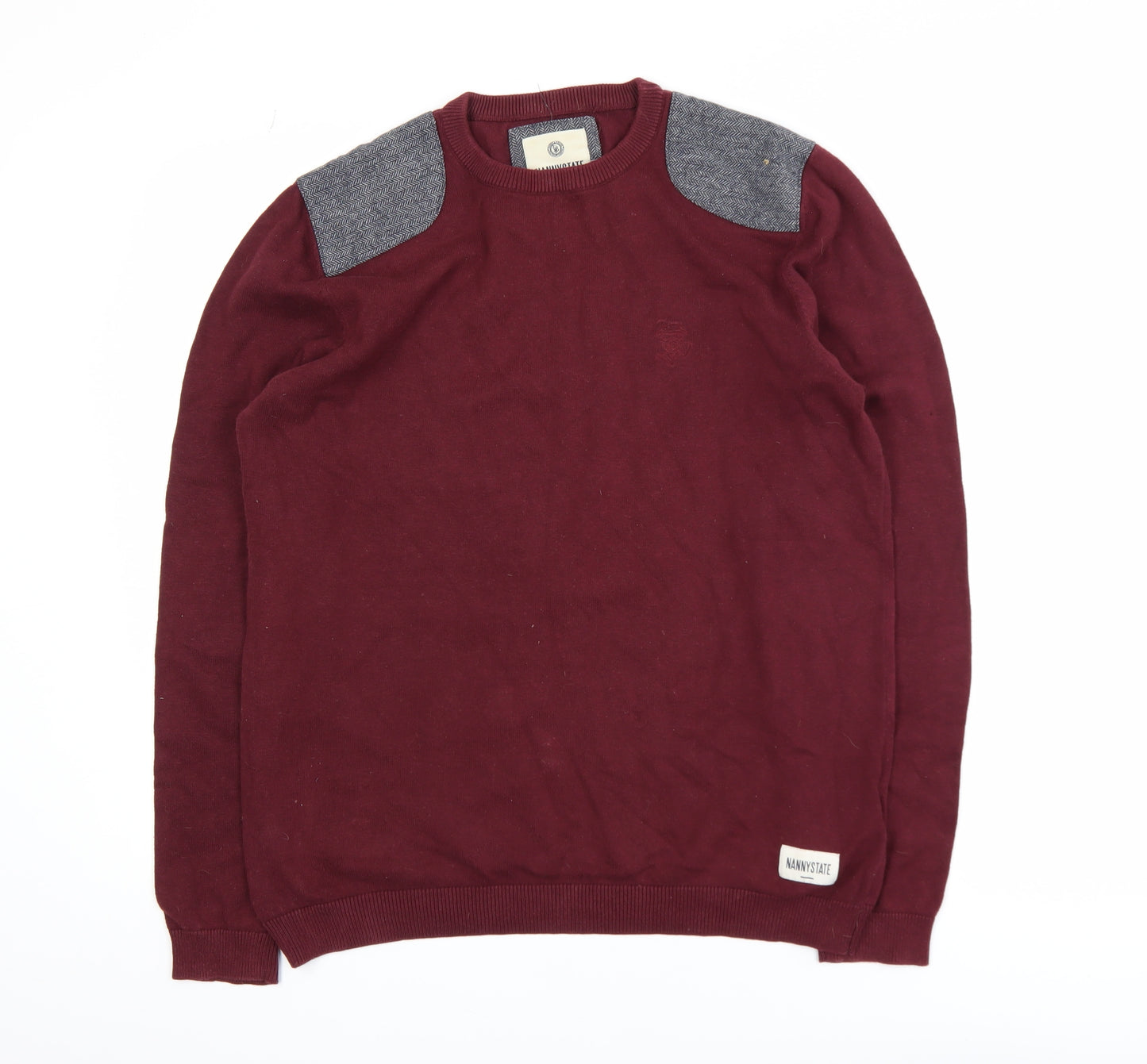 Nanny State Men's Red Cotton Crew Neck Jumper Medium