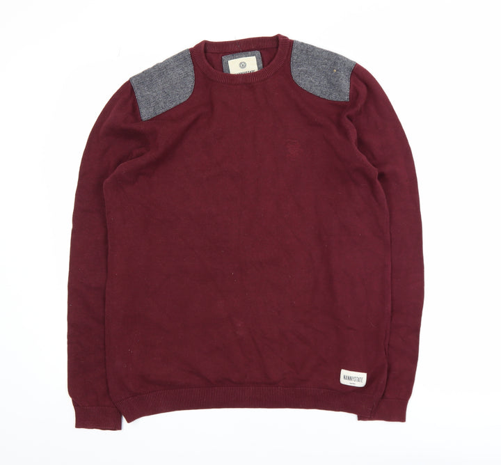 Nanny State Men's Red Cotton Crew Neck Jumper Medium