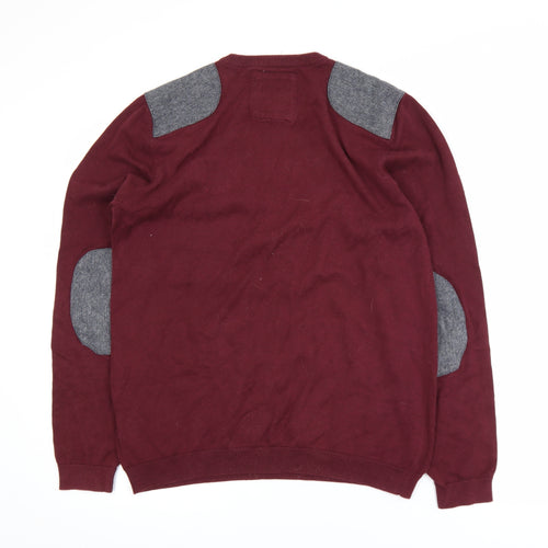 Nanny State Men's Red Cotton Crew Neck Jumper Medium