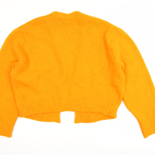 H&M Womens Orange Wool Blend Chunky Knit Cardigan Size 12