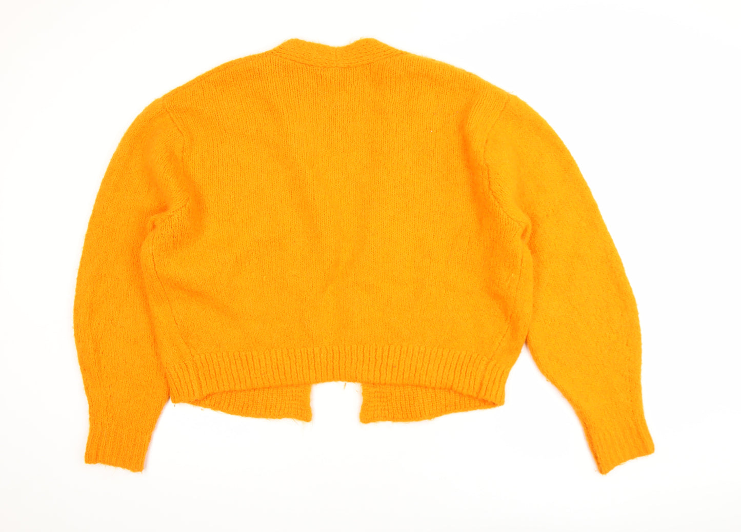 H&M Womens Orange Wool Blend Chunky Knit Cardigan Size 12