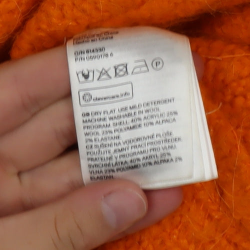 H&M Womens Orange Wool Blend Chunky Knit Cardigan Size 12