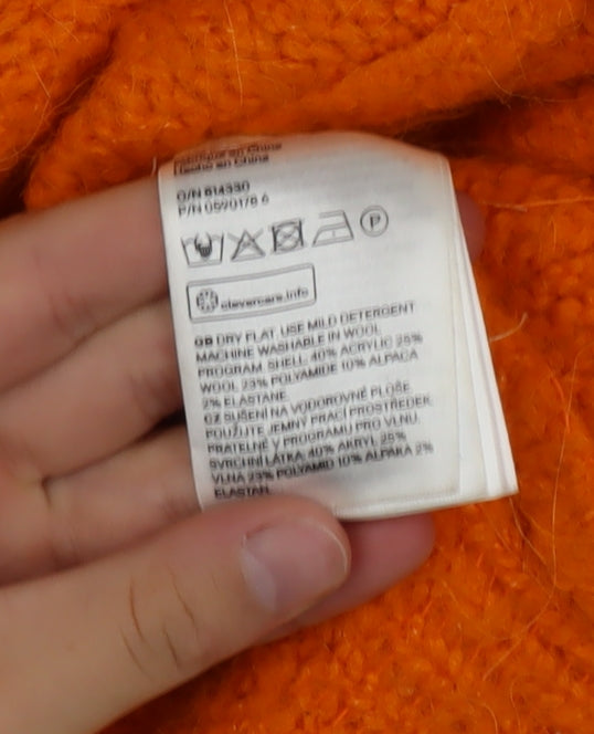 H&M Womens Orange Wool Blend Chunky Knit Cardigan Size 12