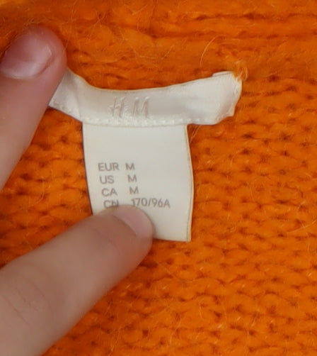 H&M Womens Orange Wool Blend Chunky Knit Cardigan Size 12