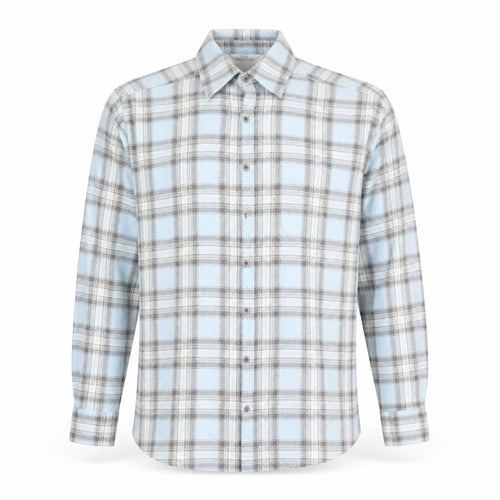 Marks and Spencer Men's Blue Plaid Flannel Long Sleeve Shirt M