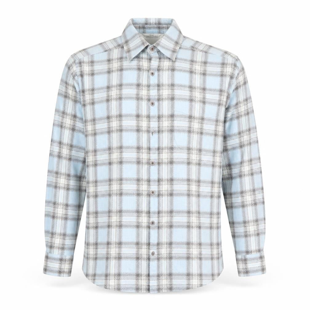 Marks and Spencer Men's Blue Plaid Flannel Long Sleeve Shirt M