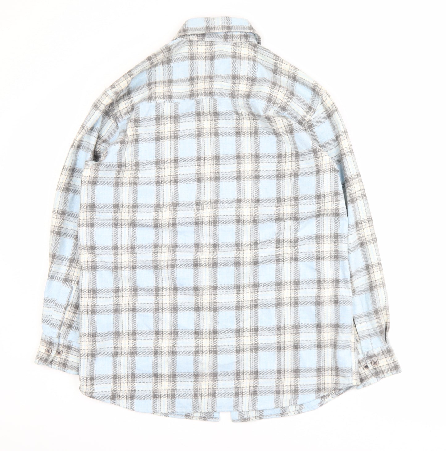 Marks and Spencer Men's Blue Plaid Flannel Long Sleeve Shirt M