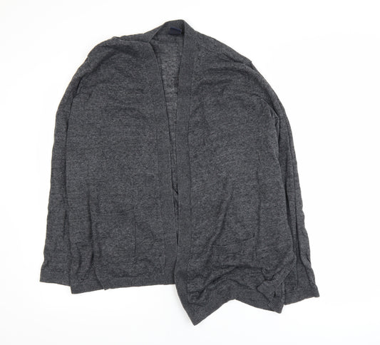 GAP Women Grey XL Linen Blend Open Front Long Sleeve Cardigan