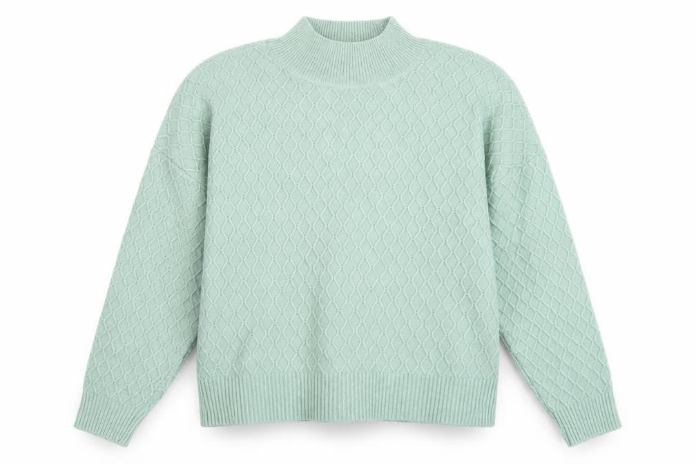 Fat Face Women Green Mock Neck Cable-Knit Jumper Size 14