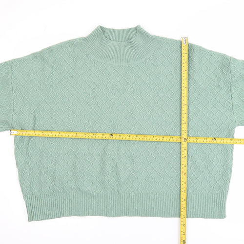 Fat Face Women Green Mock Neck Cable-Knit Jumper Size 14