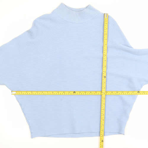 Principles Womens Blue Mock Neck Relaxed Fit Knit Jumper Size L