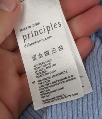Principles Womens Blue Mock Neck Relaxed Fit Knit Jumper Size L
