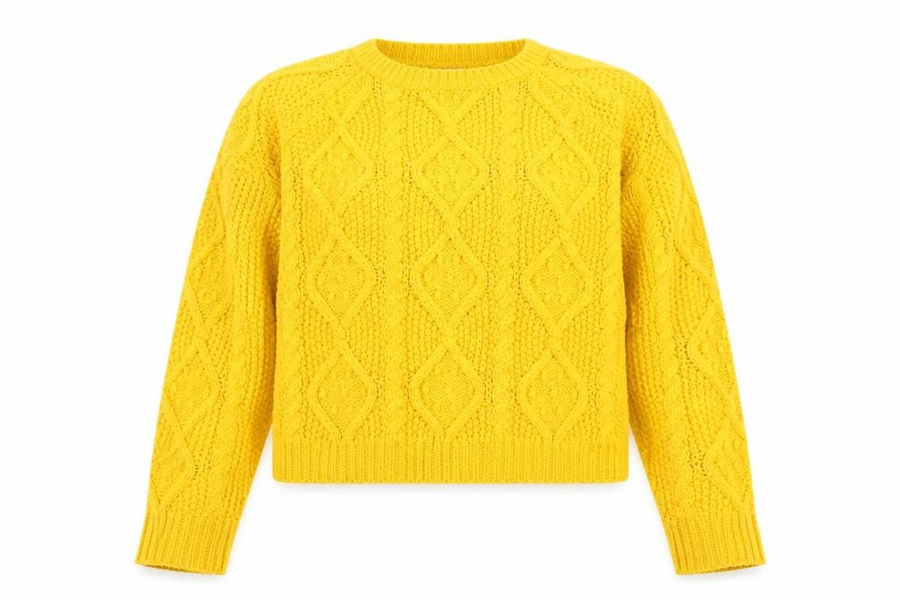 Front view of Cache Cache Women’s Yellow Cable-Knit Acrylic Jumper M