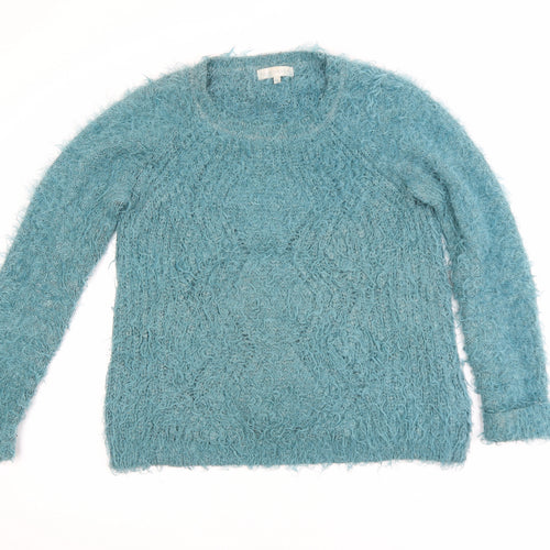 RJR John Rocha Women's Blue Size 12 Fluffy Knit Jumper