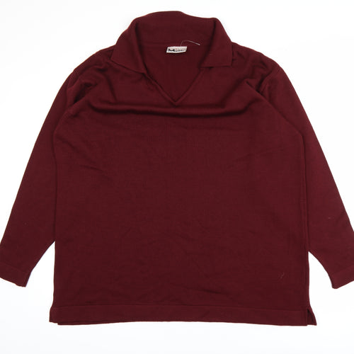 Mash Mash Men's Burgundy Acrylic Long Sleeve Polo Size 2XL