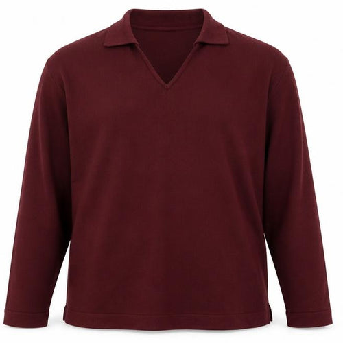 Mash Mash Men's Burgundy Acrylic Long Sleeve Polo Size 2XL