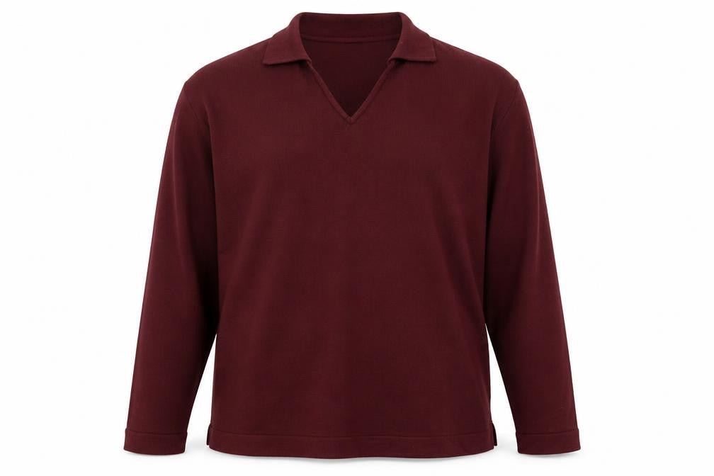 Mash Mash Men's Burgundy Acrylic Long Sleeve Polo Size 2XL