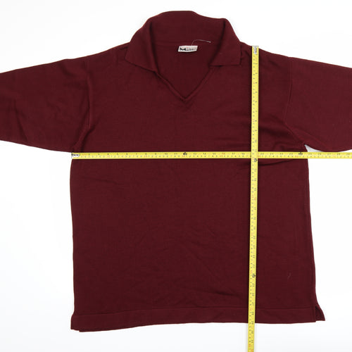 Mash Mash Men's Burgundy Acrylic Long Sleeve Polo Size 2XL