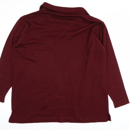 Mash Mash Men's Burgundy Acrylic Long Sleeve Polo Size 2XL