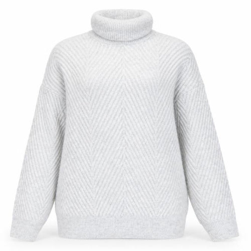 Max Women Grey Roll Neck Long Sleeve Knit Jumper Size S UK 6/8