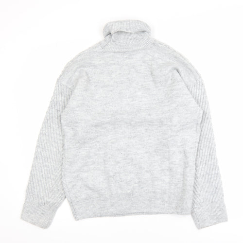 Max Women Grey Roll Neck Long Sleeve Knit Jumper Size S UK 6/8