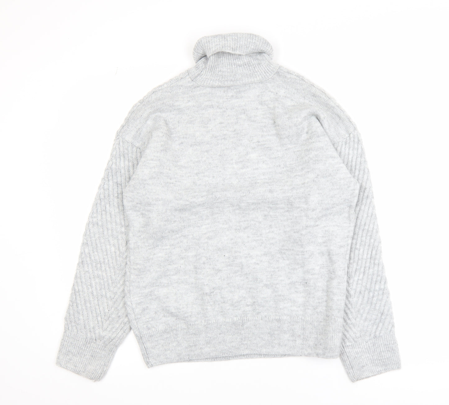 Max Women Grey Roll Neck Long Sleeve Knit Jumper Size S UK 6/8