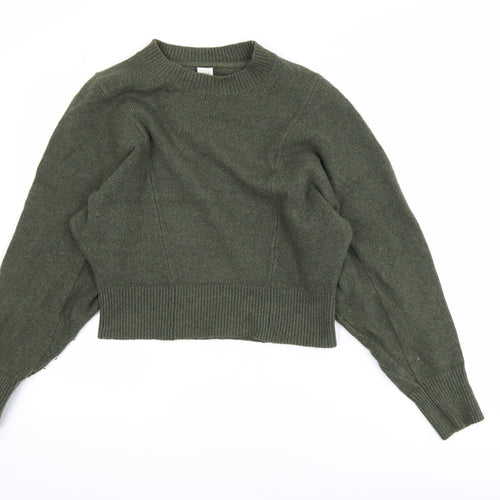 John Lewis Women's Green Wool Blend Relaxed Crew Neck Jumper Size S