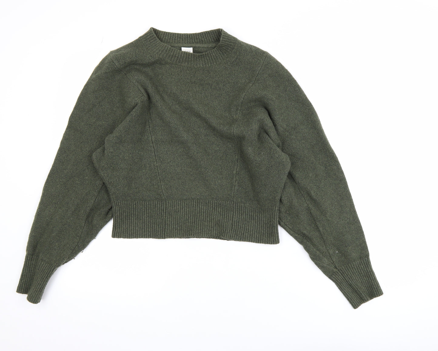John Lewis Women's Green Wool Blend Relaxed Crew Neck Jumper Size S