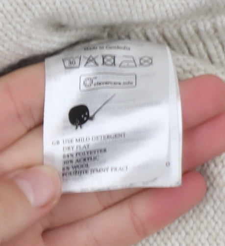 Monki Women's Beige Cable-Knit Mock Neck Jumper XL