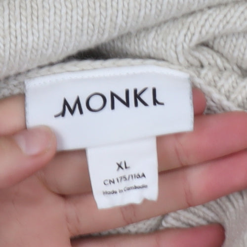 Monki Women's Beige Cable-Knit Mock Neck Jumper XL