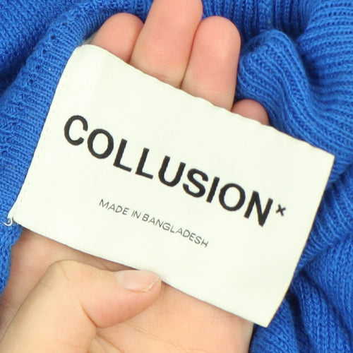 COLLUSION Women’s Blue Roll Neck Knit Jumper Size M Acrylic