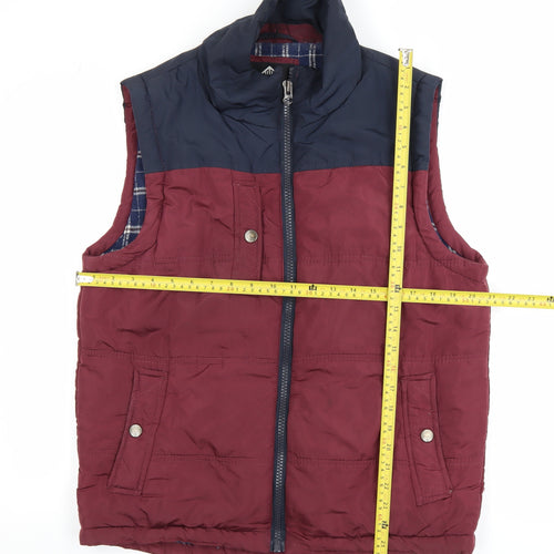 Cotton On Nineteen Ninety One Men's Burgundy Blue Puffer Waistcoat M