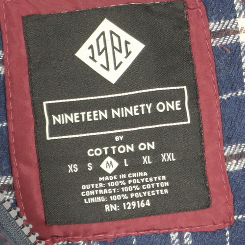 Cotton On Nineteen Ninety One Men's Burgundy Blue Puffer Waistcoat M