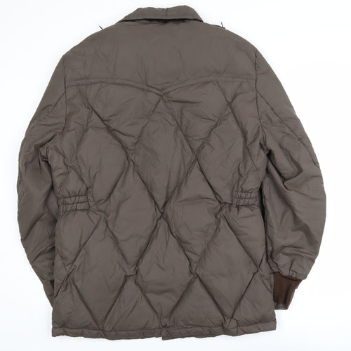 Sprung Men's Brown Down Puffer Jacket L Winter Insulated Hooded