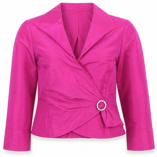 Talbots Petites Pink Satin Wrap Blouse Women’s Size 8 Long Sleeve Buckle Accent