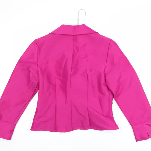 Talbots Petites Pink Satin Wrap Blouse Women’s Size 8 Long Sleeve Buckle Accent