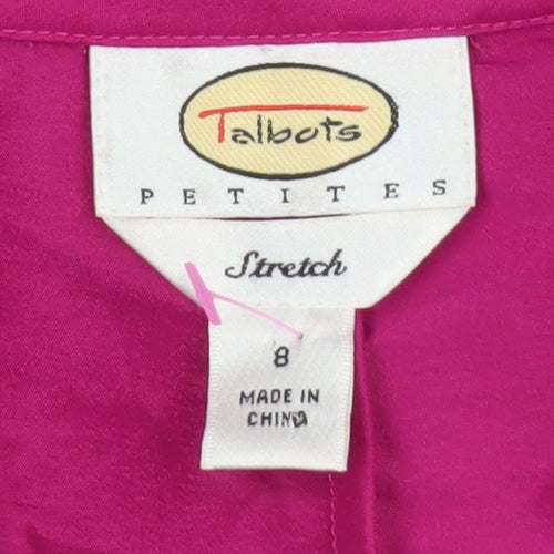Talbots Petites Pink Satin Wrap Blouse Women’s Size 8 Long Sleeve Buckle Accent