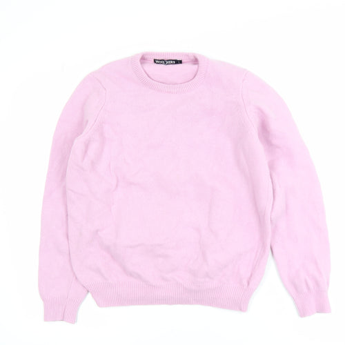 WoolOvers Women's Pink Lambswool Crew Neck Jumper Size L