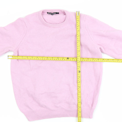 WoolOvers Women's Pink Lambswool Crew Neck Jumper Size L