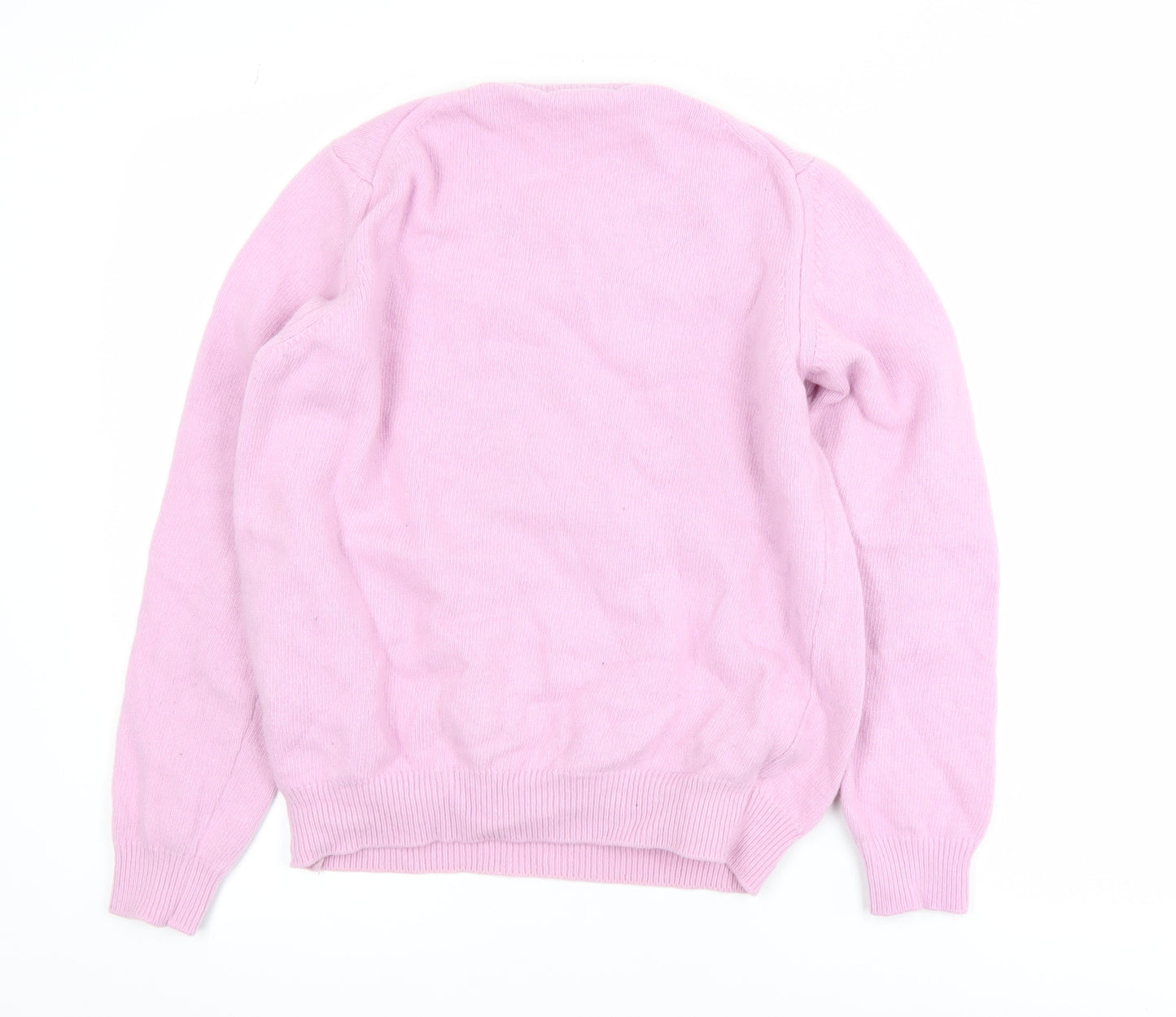 WoolOvers Women's Pink Lambswool Crew Neck Jumper Size L