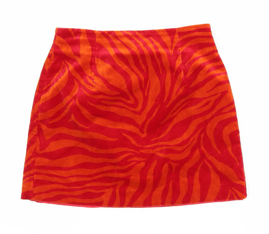 Hobbs Women’s Red Animal Print Cotton Short Skirt Size 12