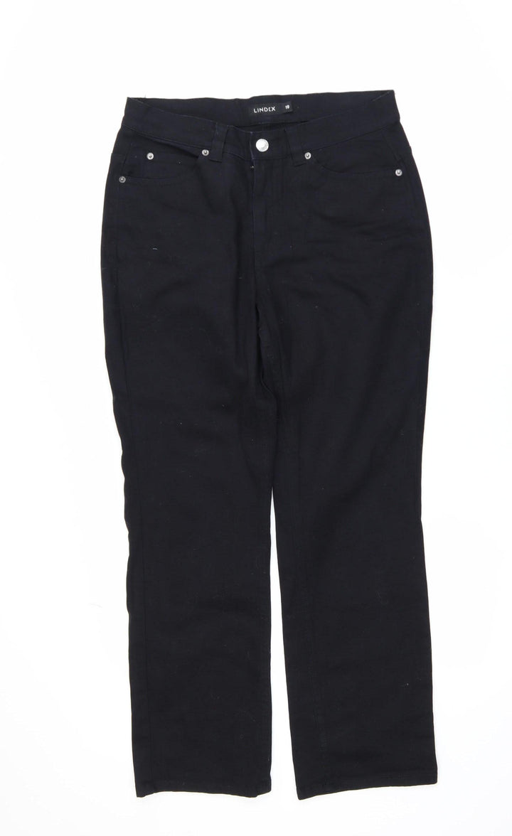 Lindex Women Black High Waist Straight Leg Stretch Jeans Size 19