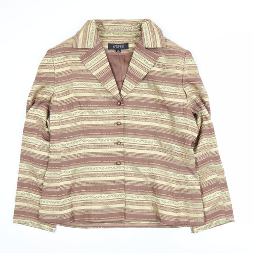 Kasper Women’s Brown Striped Single-Breasted Blazer Jacket Size 14