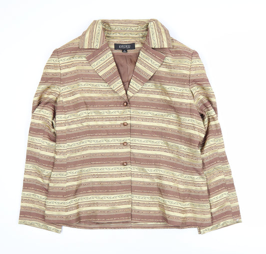 Kasper Women’s Brown Striped Single-Breasted Blazer Jacket Size 14